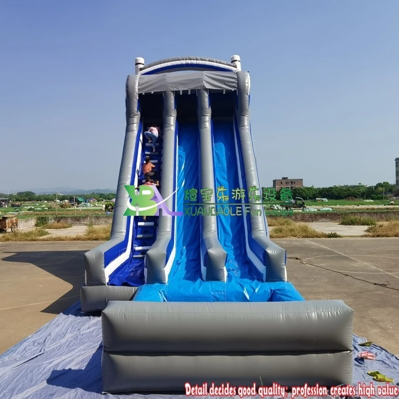 Factory manufacturing Grey blue Mega Water Slide, Bounce Water Inflatable slide 1
