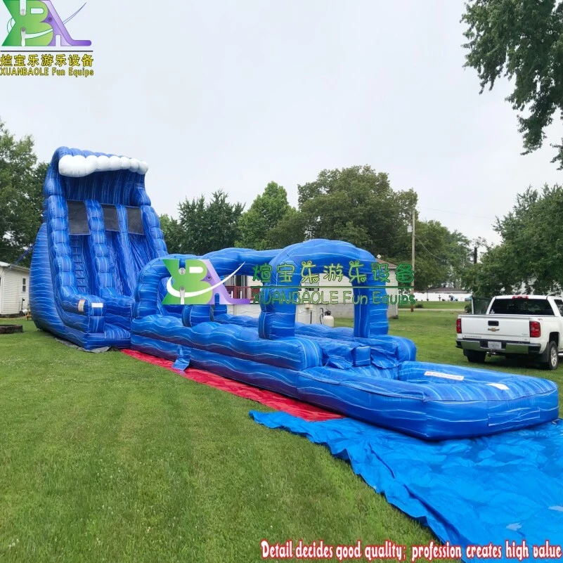 Marble blue crush screamer Dual slide tracks, Huge Inflatable Water Slip N Slide With Pool 1