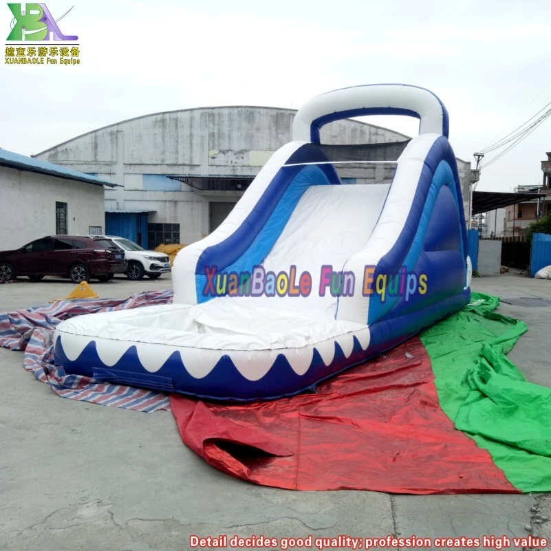 Manufacturer Home Used Blue White Crush Slide Games Inflatable Water Slides With pool 1