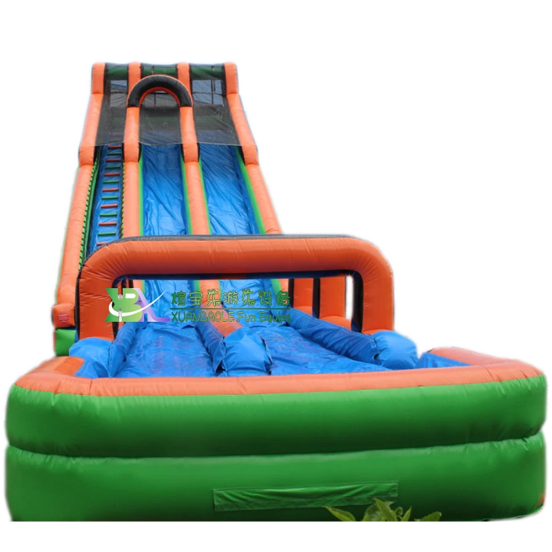 25'H Green & Orange Mega 2 Parts Water Slide & Slip N Slide 1