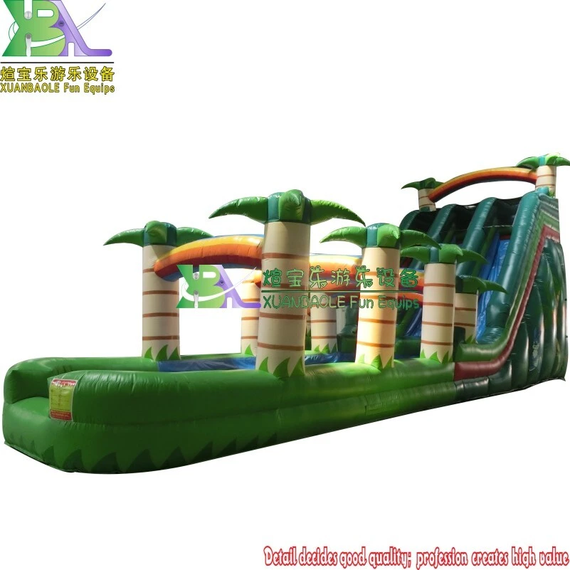 Tropical - Palm Tree Channal Inflatable Wet Slide slip N Slide with Pool 1