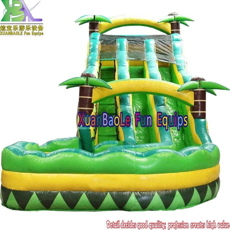 Palm - Tree Style Multi - Slide Desgin curved Inflatable water Slide 1