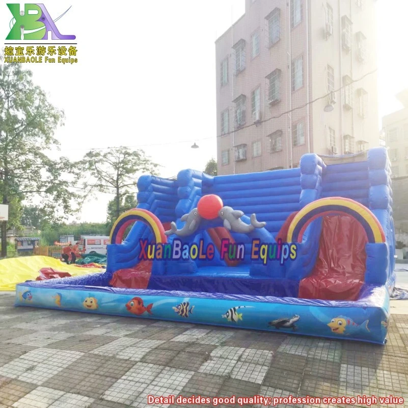 Bouncy Bouncy Bounchable Water Tobo Dolphin et Rainbow Design avec piscine Splash 1