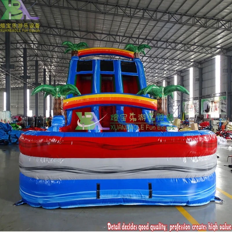 Vividly - Colored Multi - Lane Tropical Inflatable Water Slide with pool 1