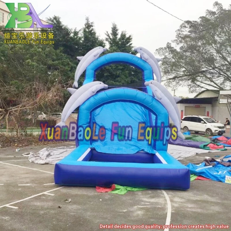 Vibrant Dolphin - Themed Bouncer pool Fun Inflatable Water Slide for kids 1