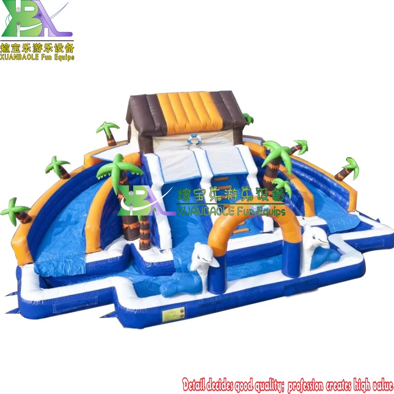 Tropical <000000> Dolphin Inflatable Water Park Inflatable Multi - Slide Roof Inflatable Fun - Filled Water slide 13