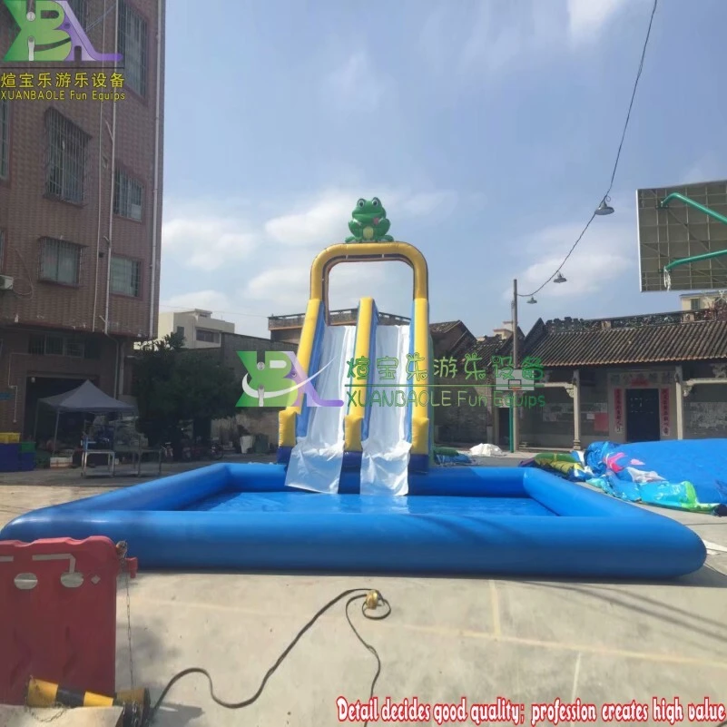 Frog Topped Dual Lane Inflatable Water Slide Sleek Single Direction Inflatable Slide 1
