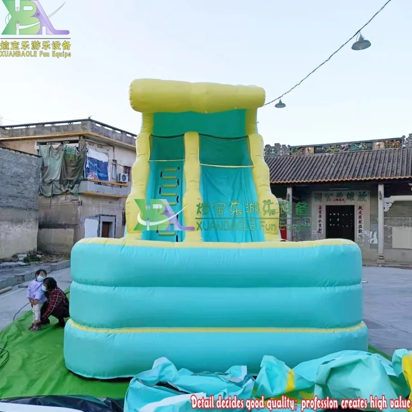 Customize Aquatic green - yellow inflatable water slide for kids 1