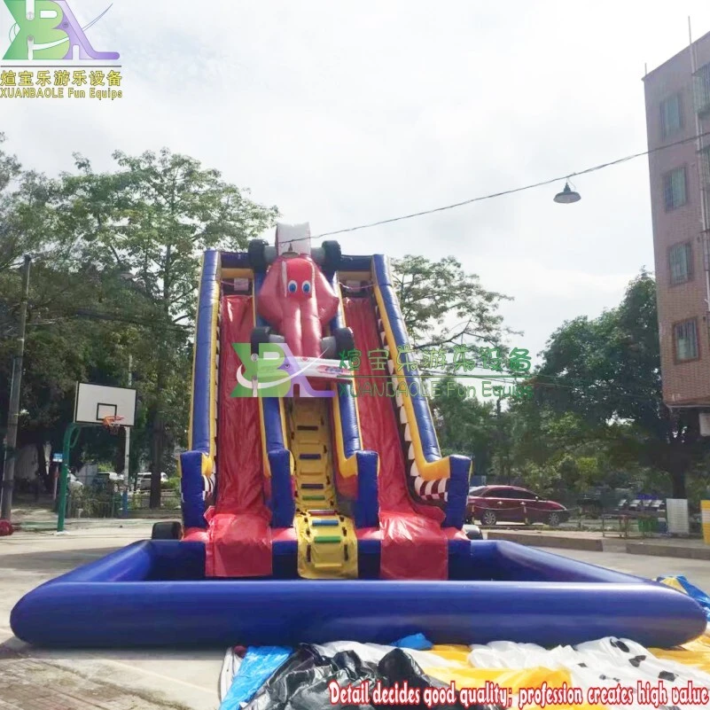 Racing Car Themed Double - Lane Inflatable Water Slide with Splash pool filled Fun 1