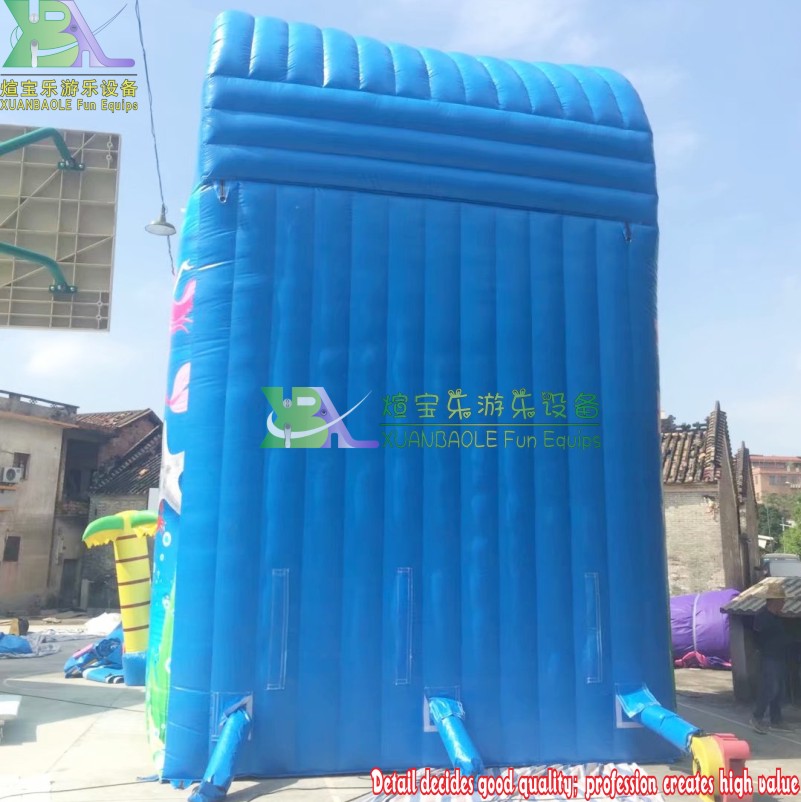 Blue <000000> White Multi - Lane Inflatable Water Slide With Tropical - Palm Decorations 🌴💦 10