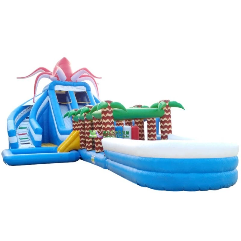 Gran parque acuático inflable con múltiples funciones y toboganes en forma de pulpo &lt;000000&gt; Palm Decor 1