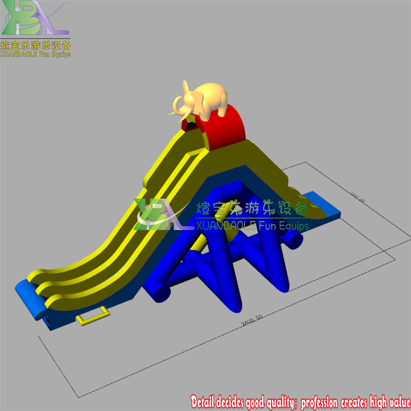 Commercial Elephant - Themed Inflatable Trapeze Slide Outdoor Mobile Water slide 7