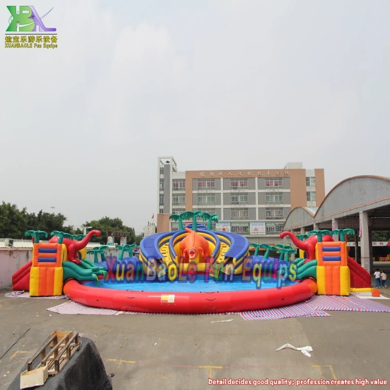 Outdoor Fun Movable Mobile Inflatable Water Park Jurassic Inflatable Dinosaur Park Theme Water Slides 1