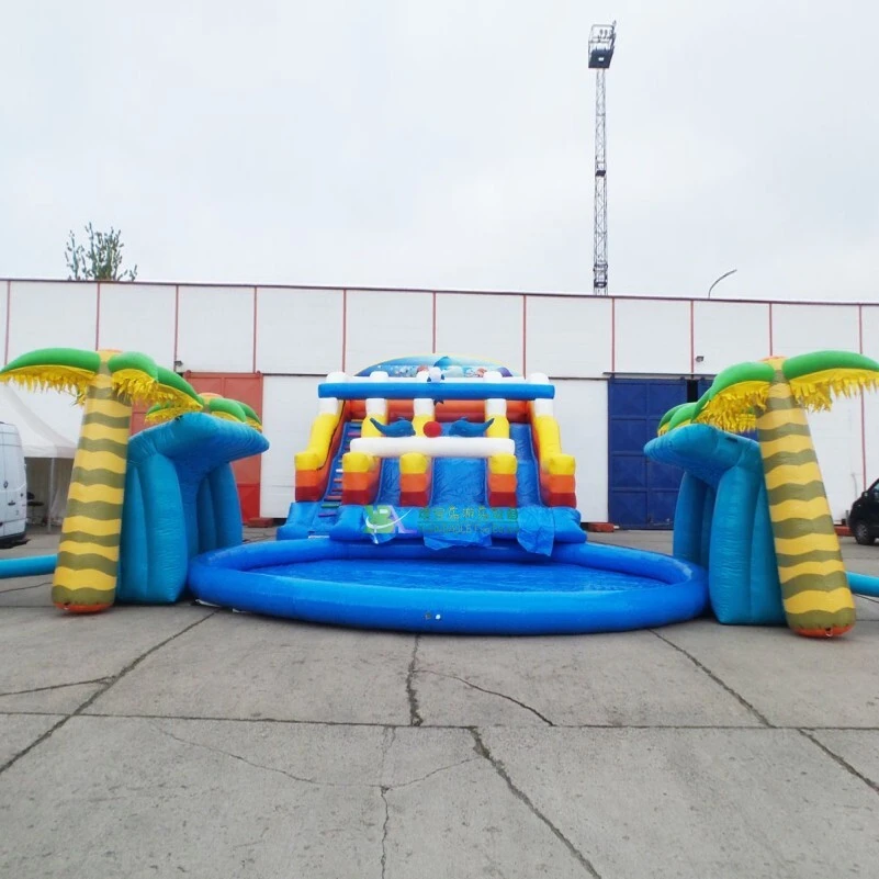 Factory Inflatable Water park, large water Slide big pool for Palm 1