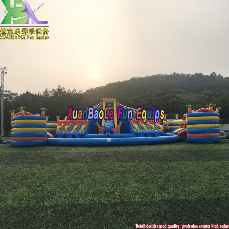 Huge Mobile SpongeBob Water Park Commercial Inflatable Water Slides With Swimming Pool 8