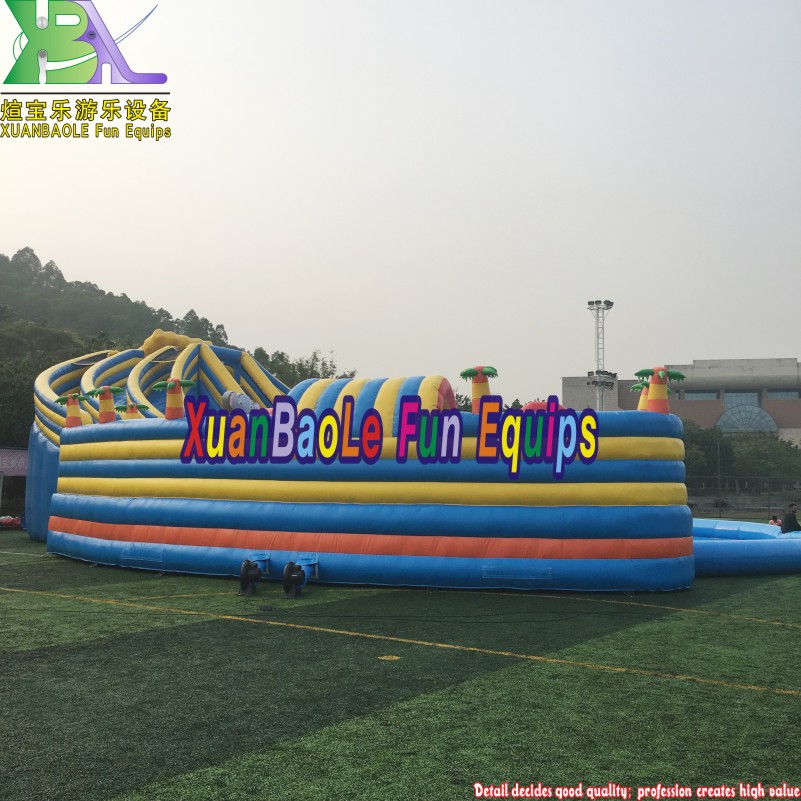 Huge Mobile SpongeBob Water Park Commercial Inflatable Water Slides With Swimming Pool 7