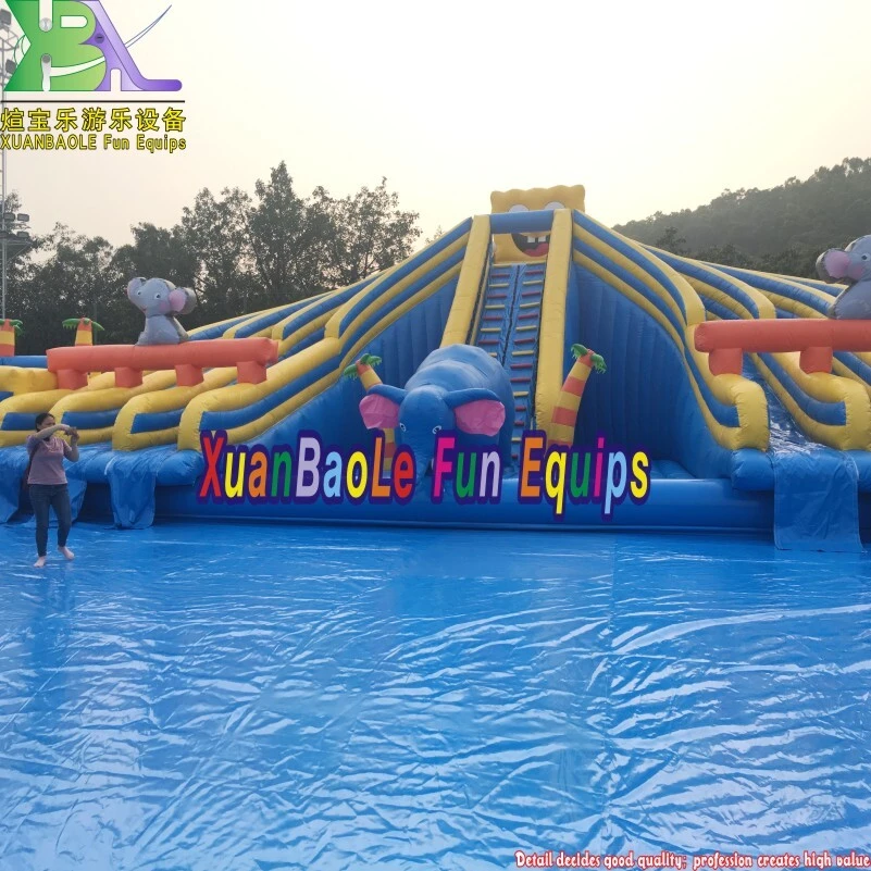 Huge Mobile SpongeBob Water Park Commercial Inflatable Water Slides With Swimming Pool 1