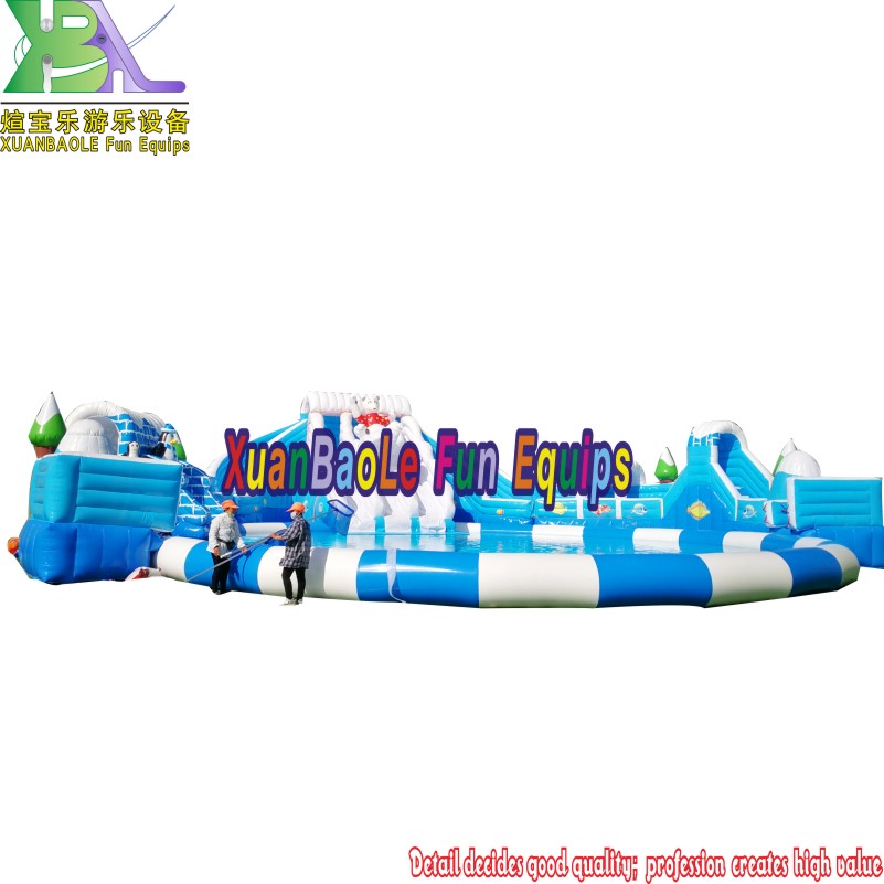 Ice and Snow World Theme Inflatable Water Slide Water Park Playground with Swimming Pool 11