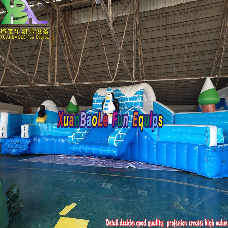 Ice and Snow World Theme Inflatable Water Slide Water Park Playground with Swimming Pool 9