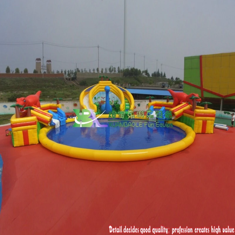 Land Inflatable Water park custom made theme Inflatable Slide Park with ring form Pool 1