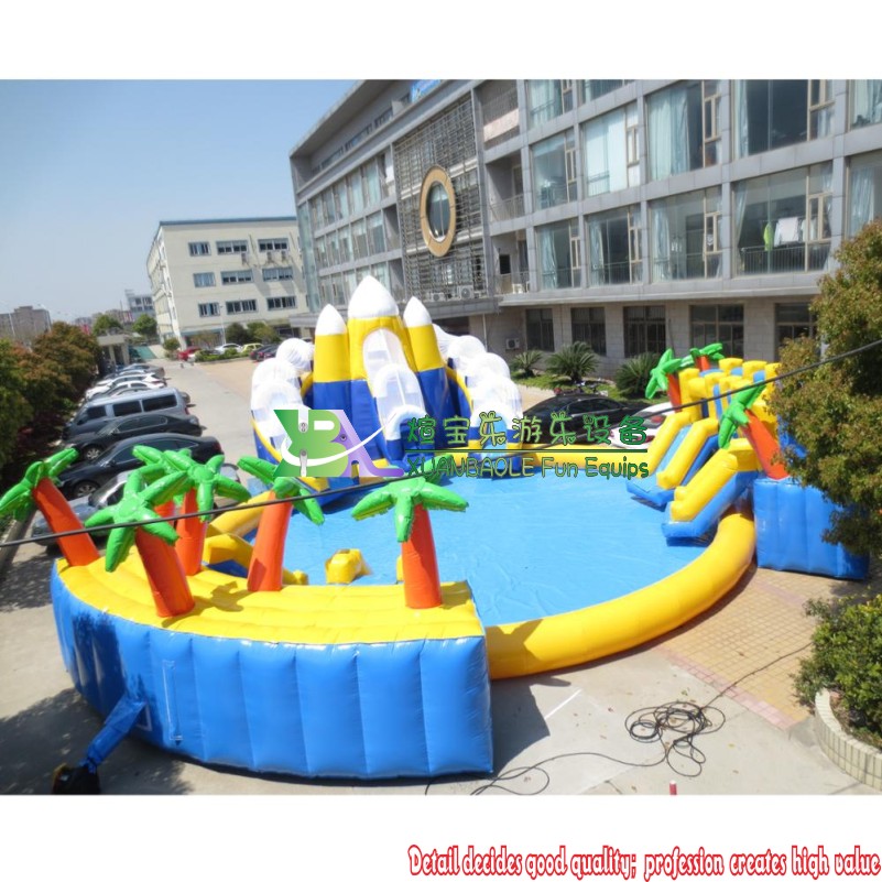 Land Inflatable Water park custom made theme Inflatable Slide Park with ring form Pool 5