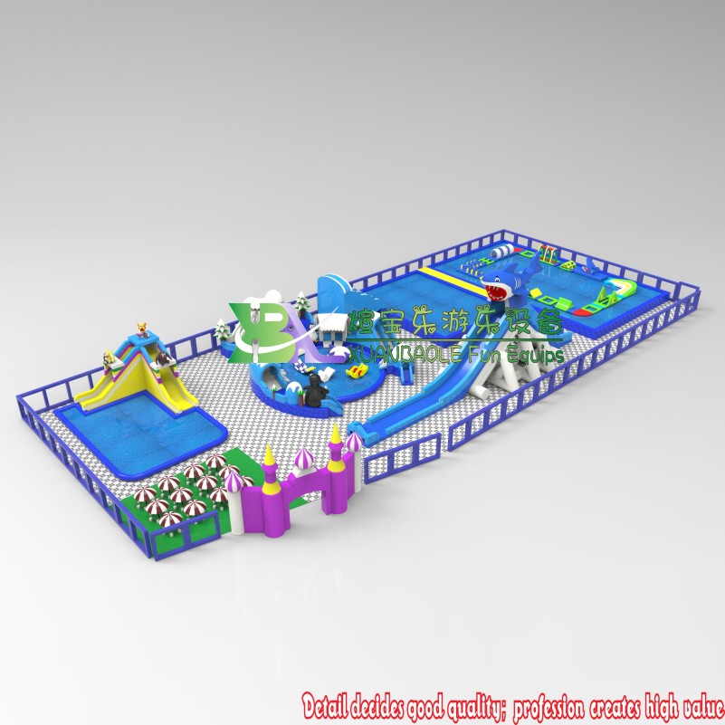 Factory CustomFrame Pool Kids Amusement Park Big Land Inflatable Water Park 8