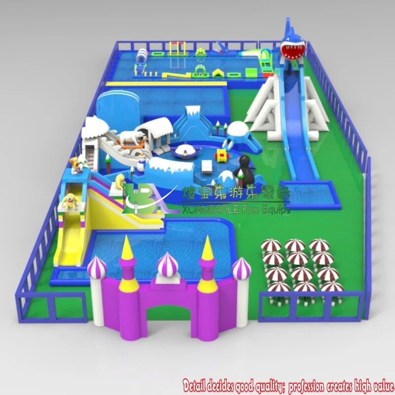 Factory CustomFrame Pool Kids Amusement Park Big Land Inflatable Water Park 1
