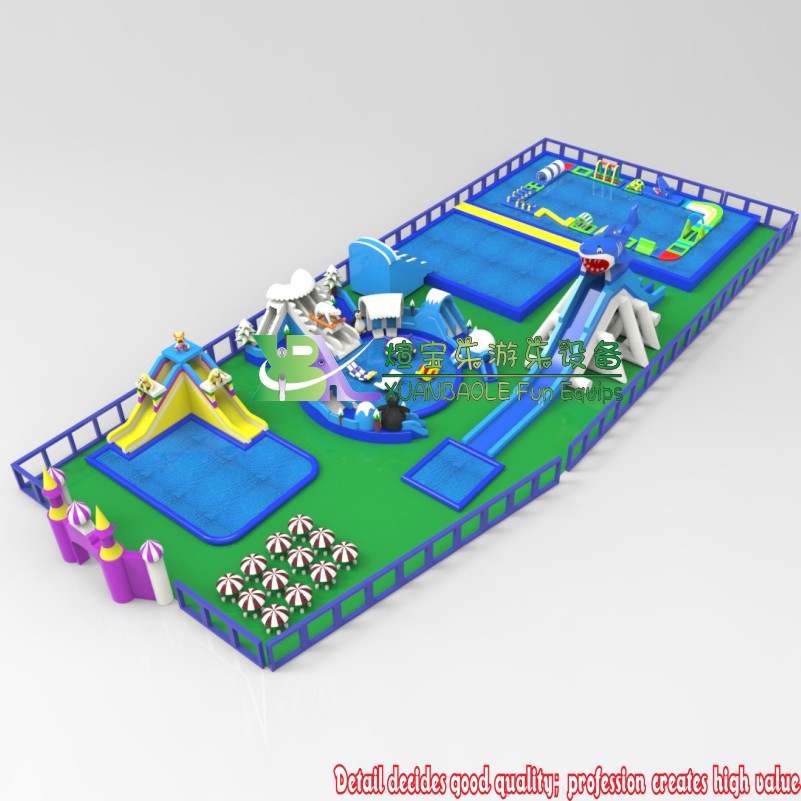 Factory CustomFrame Pool Kids Amusement Park Big Land Inflatable Water Park 7