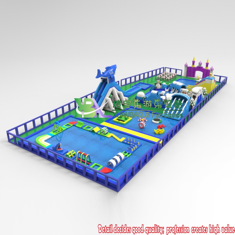 Factory CustomFrame Pool Kids Amusement Park Big Land Inflatable Water Park 6