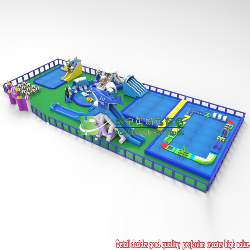 Factory CustomFrame Pool Kids Amusement Park Big Land Inflatable Water Park 5