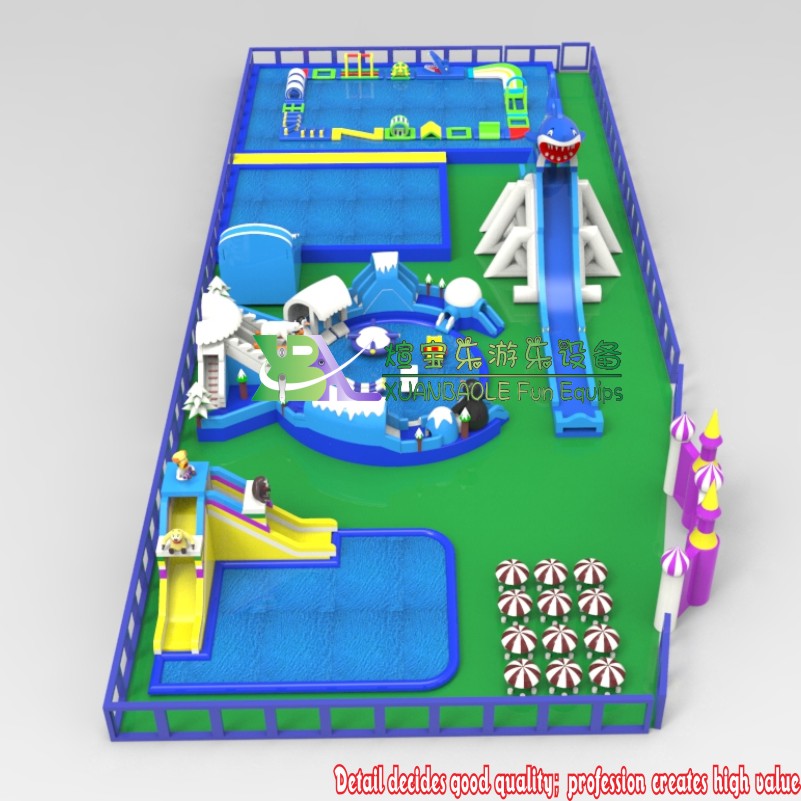 Factory CustomFrame Pool Kids Amusement Park Big Land Inflatable Water Park 4