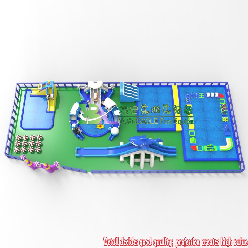 Factory CustomFrame Pool Kids Amusement Park Big Land Inflatable Water Park 3