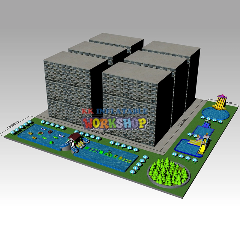 Summer Outdoor Land Water Playground Inflatable Amusement Theme Water Park with Big Slide 1