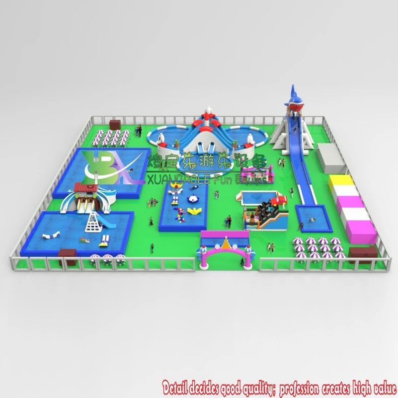 Big Inflatable Water Amusement Park Project With Shark Water Slide Frame Pool Jumping Castle Combo 1