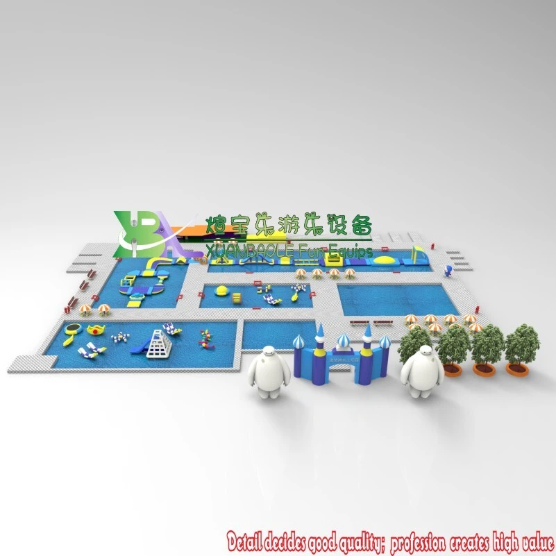 Grand - Scale Outdoor Frame Pool Project Inflatable Water Park: Pool + Inflatable Floating Aqua Zone 1