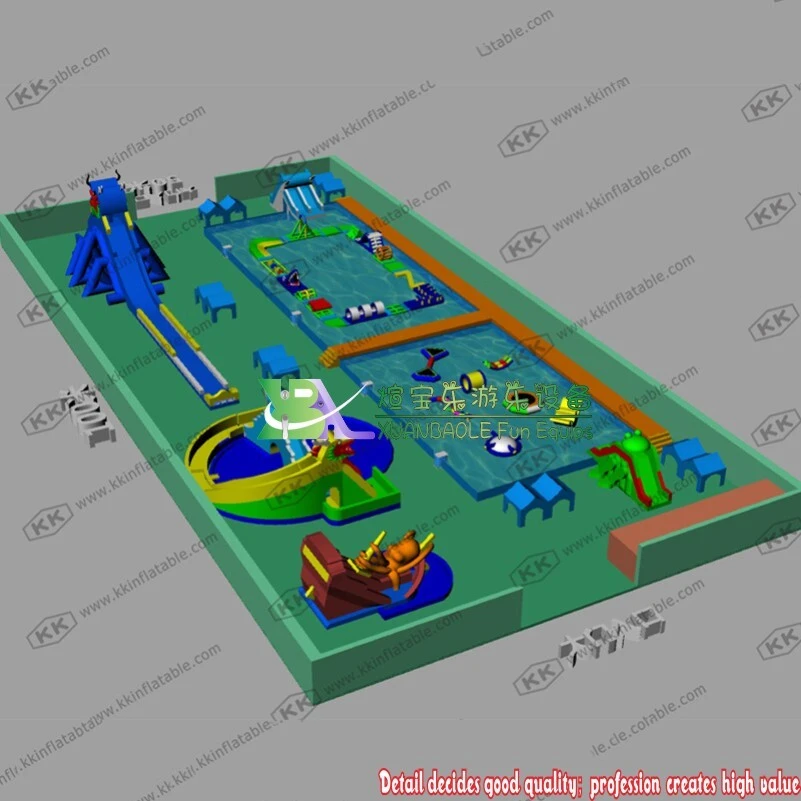 Commercial inflatable Land water park combo water Playground inflatable toys  for Summer Heat Relief 1