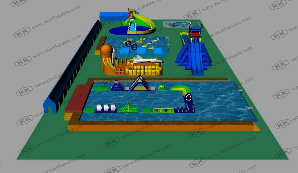 Land Inflatable Water slide water sports park Combination plan 1