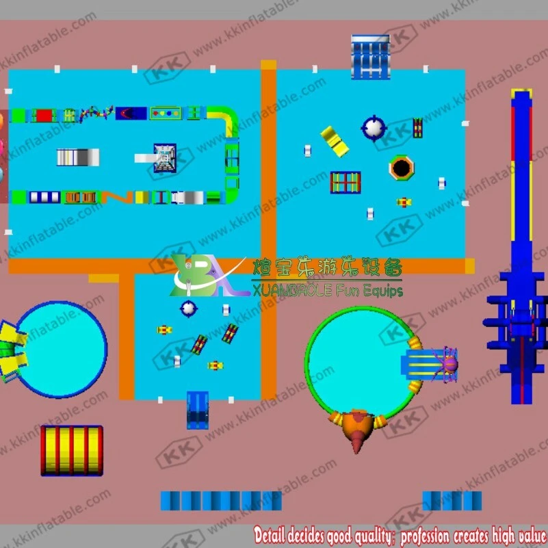 XBL land inflatable water slide + sports park integration planning 1