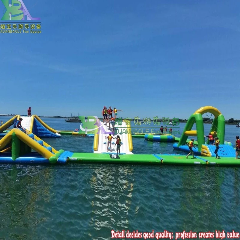 Light green Water Amusement Park/ Inflatable Aqua Water Park with Fun Obstacles For Sea Or Lake 1