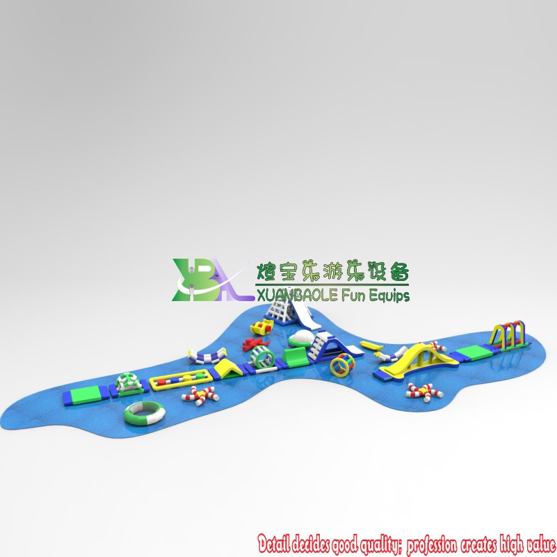 Parque acuático inflable comercial para adultos y niños con juegos de saltos acuáticos flotantes en el mar 7