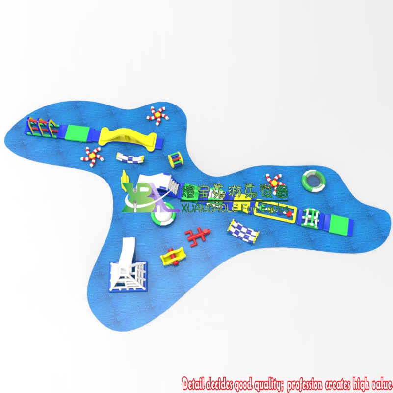 Parque acuático inflable comercial para adultos y niños con juegos de saltos acuáticos flotantes en el mar 2