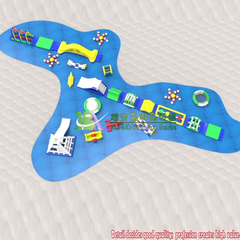 Parque acuático inflable comercial para adultos y niños con juegos de saltos acuáticos flotantes en el mar 1