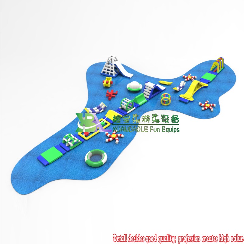 Parque acuático inflable comercial para adultos y niños con juegos de saltos acuáticos flotantes en el mar 5