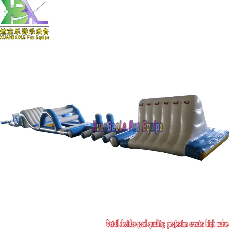 Blue<000000>White Water Parks Inflatable Water Game / Inflatable Water Obstacle Course For Hotel Swimming Pool Or Lake 12