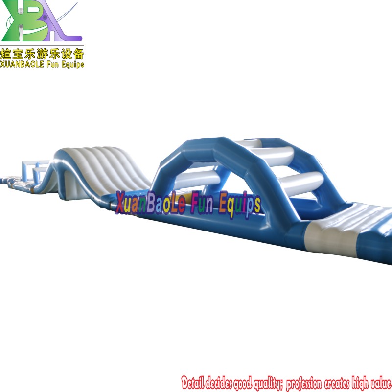 Blue<000000>White Water Parks Inflatable Water Game / Inflatable Water Obstacle Course For Hotel Swimming Pool Or Lake 14