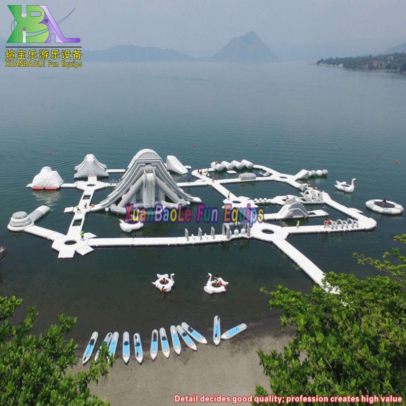 Island Inflatable Water Park Floating Park Combination Inflatable Water Slide with Obstacles 3