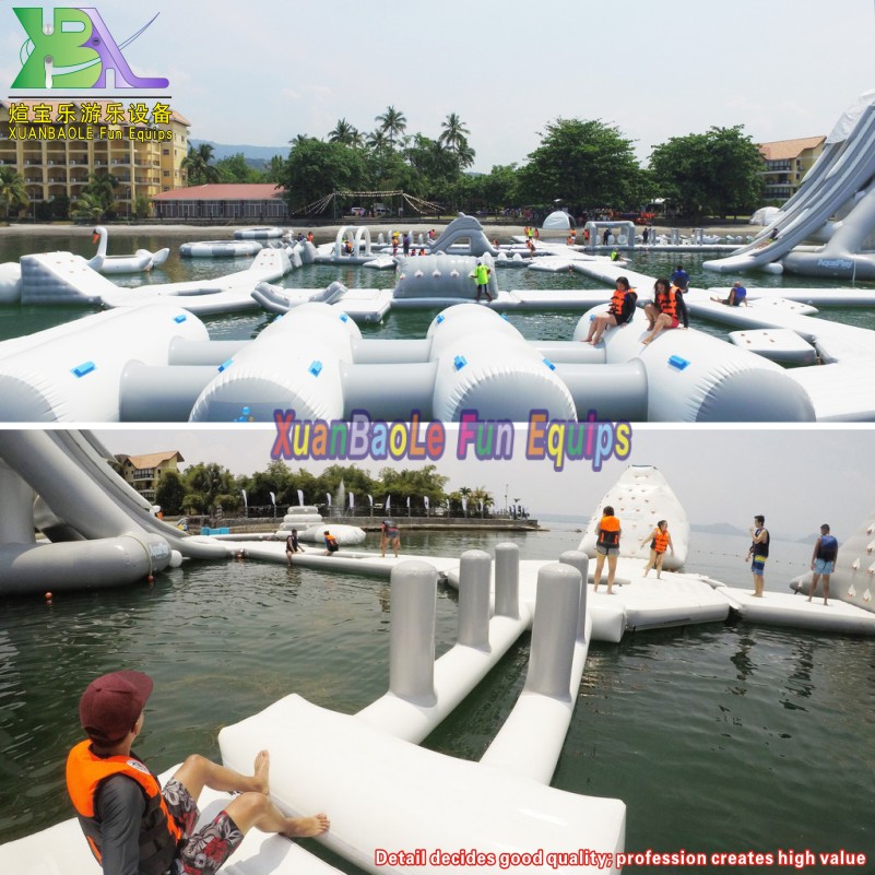 Island Inflatable Water Park Floating Park Combination Inflatable Water Slide with Obstacles 5