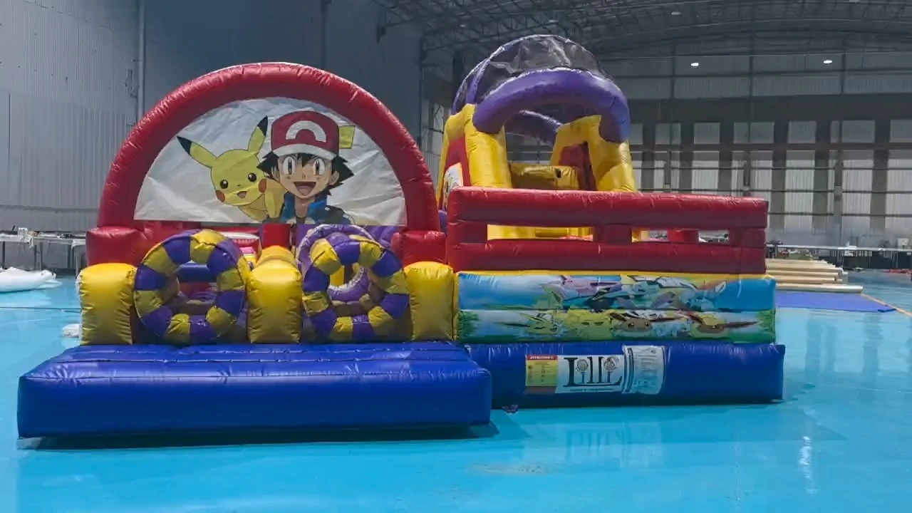 Pikachu Obstacle Slide Combo Fun City Playground, Factory Amusement Park Bounce House Bouncy Castle 1