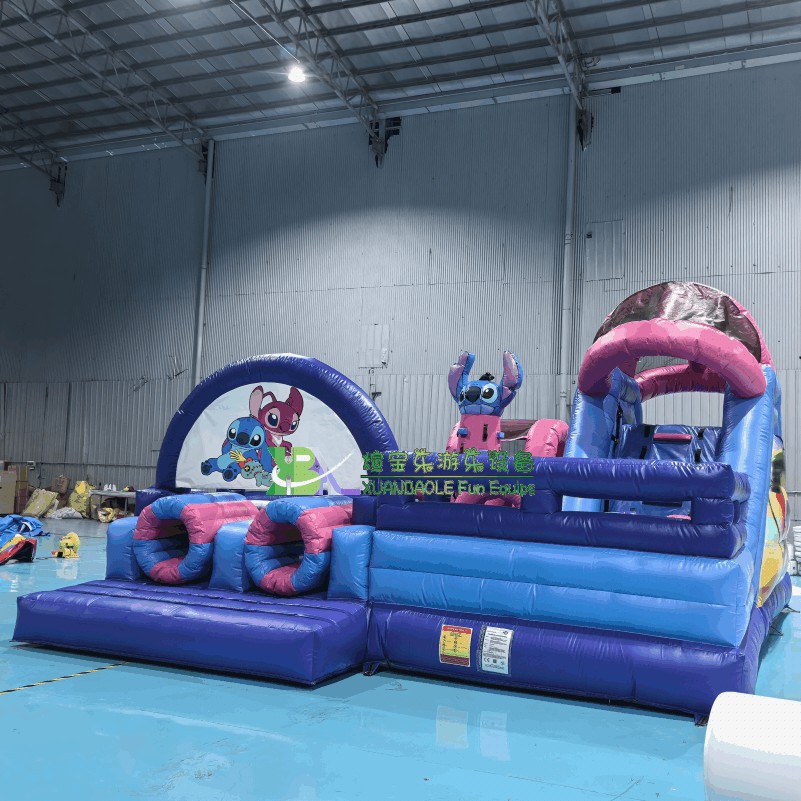 ‌Stitch <000000> Lio parcours d&39;obstacles gonflable combiné‌, château gonflable d&39;usine Fun City pour enfants 16