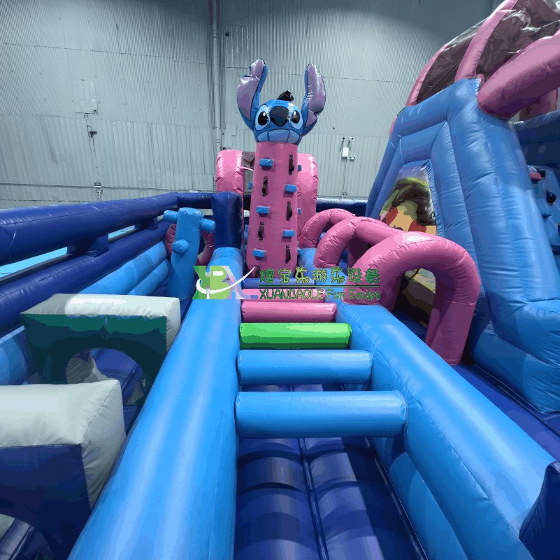 ‌Stitch <000000> Lio parcours d&39;obstacles gonflable combiné‌, château gonflable d&39;usine Fun City pour enfants 14